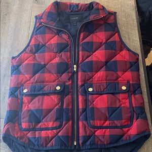 JCrew Red and Plaid Vest